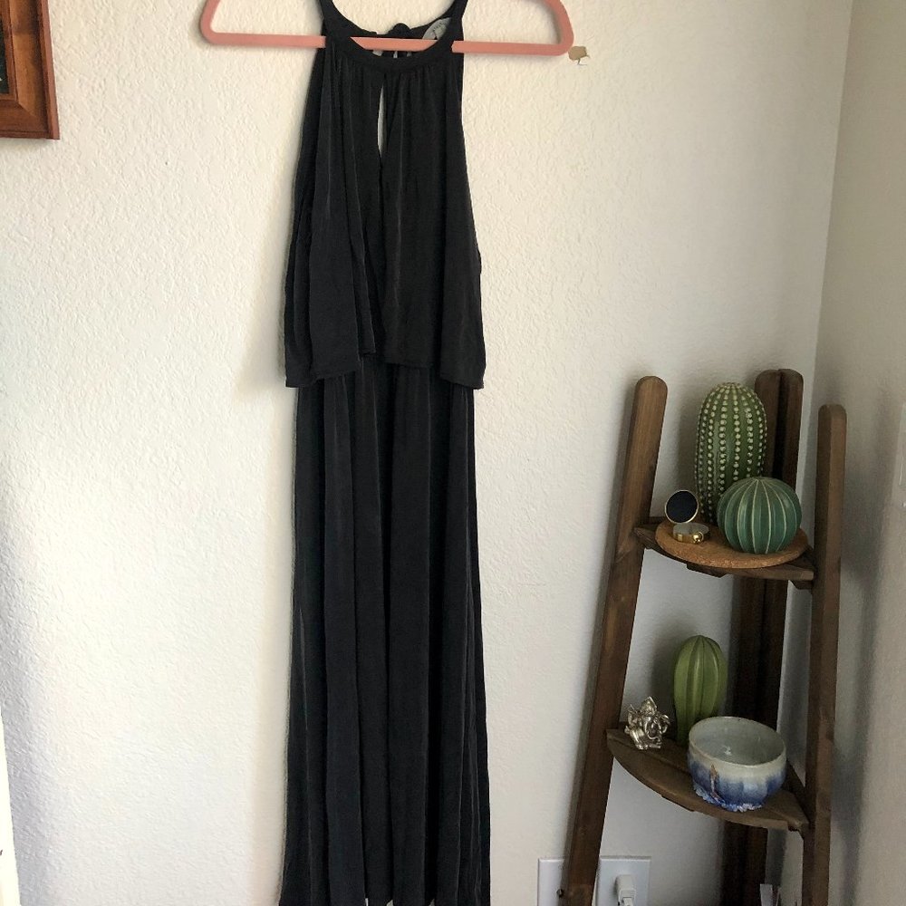 Athleta Casual Black Maxi Dress Cami Overlay M